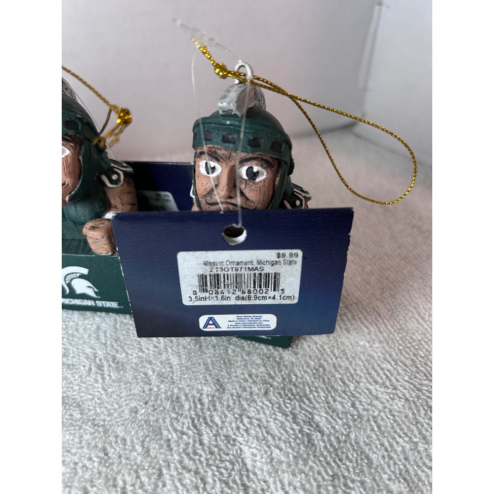 Michigan State Spartans Sparty Tiki Totem Mascot Ornaments Lot of 6 - Picture 4 of 5